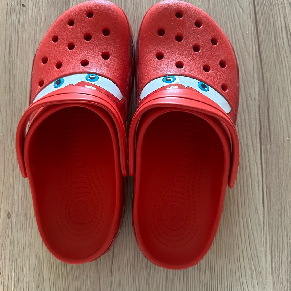 Lightening McQueen crocs women size 10 worn twice